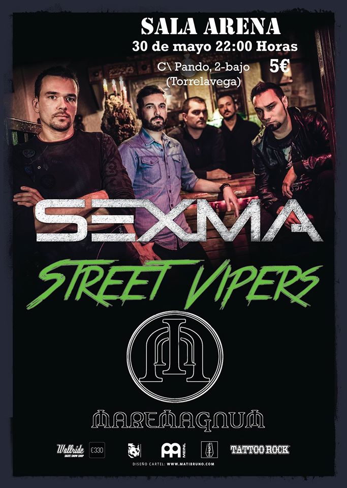 Concierto de Street Vipers, Sexma y Maremagnum en la Sala Arena de Torrelavega