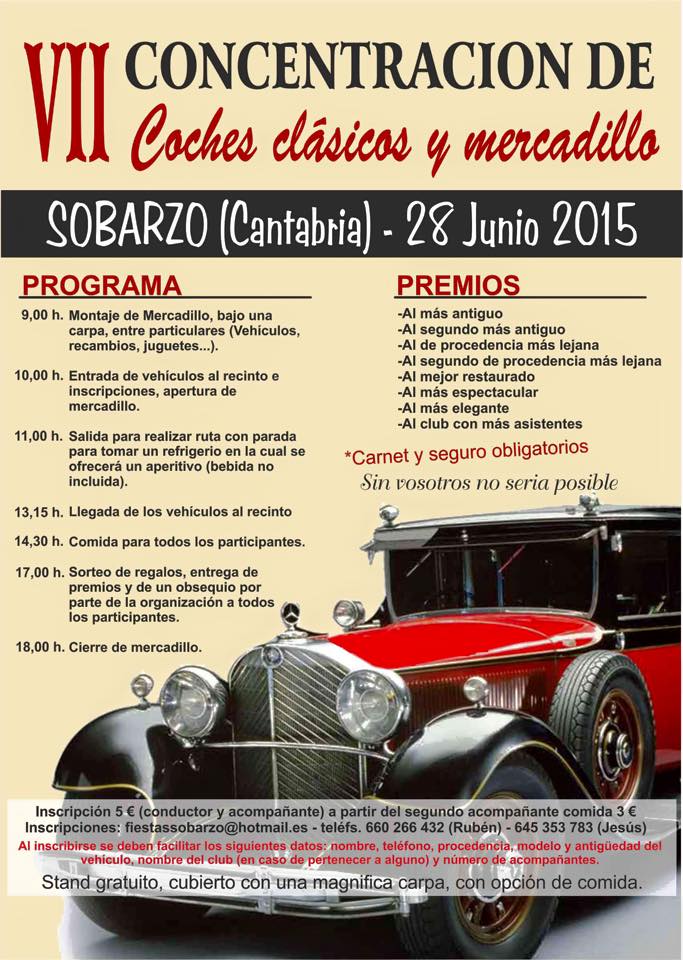 Concentración de coches clásicos y mercadillo en Sobarzo