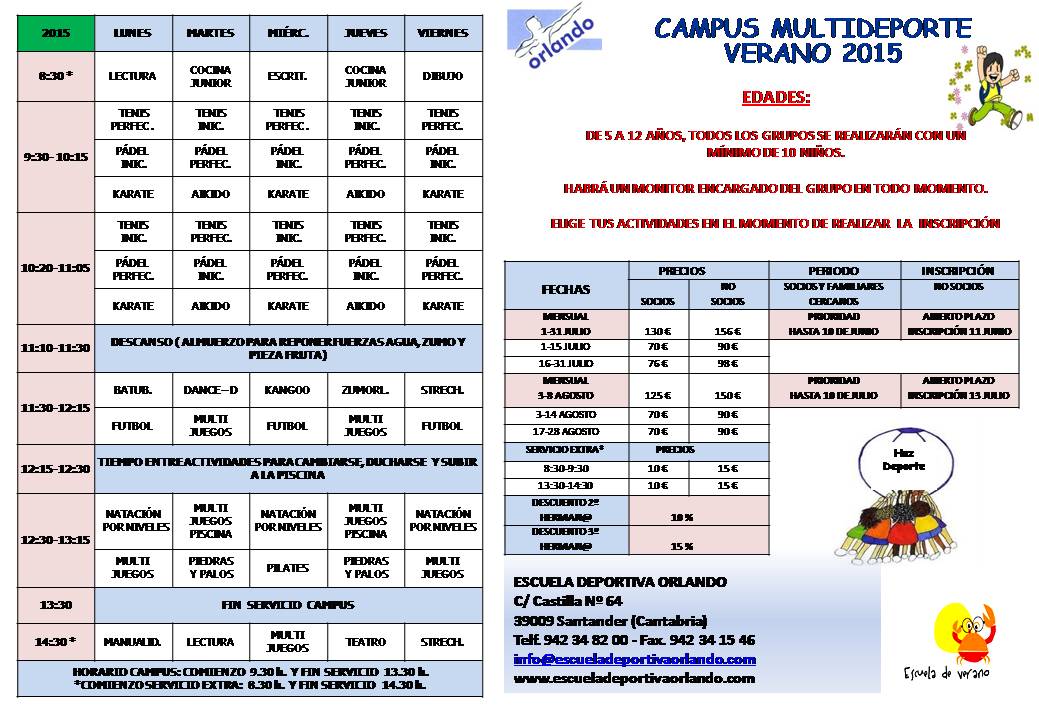 Campus Verano 2015 en la Escuela Deportiva Orlando de Santander