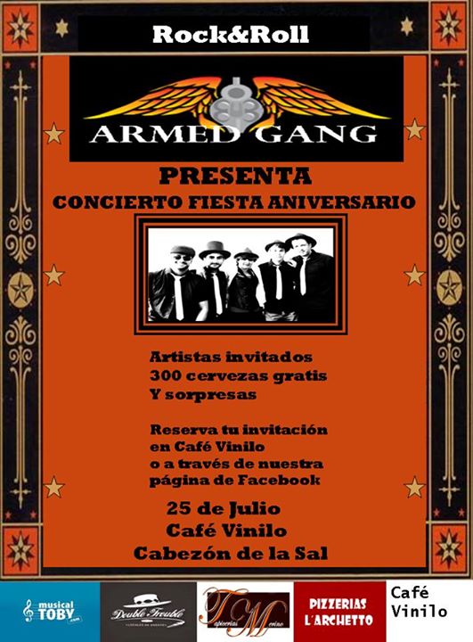 Concierto de Armed Gang y Fiesta aniversario en el Vinilo de Cabezón de la Sal