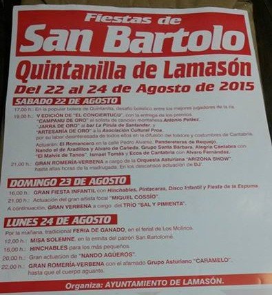 Fiestas de San Bartolo en Quintanilla Lamasón 2015