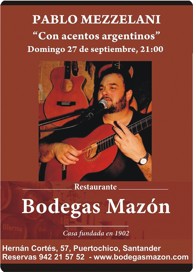 Concierto de Pablo Mezzelani en Bodegas Mazón en Santander