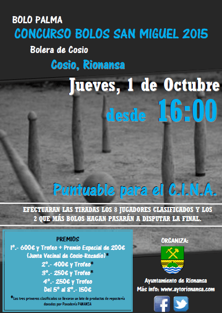 Concurso de bolos San Miguel 2015 en Cosío