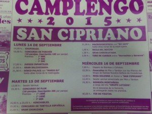 programa Fiestas de San Cipriano 2015 en Camplengo