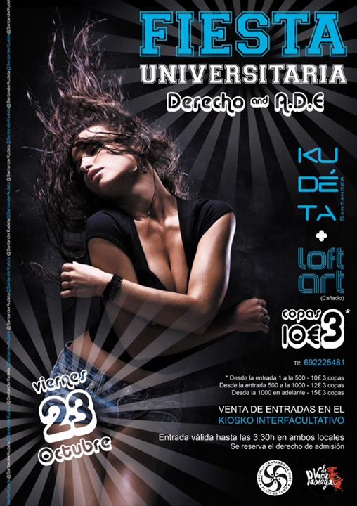 Fiesta universitaria de derecho y ADE en el Kudeta y el Loft de Santander