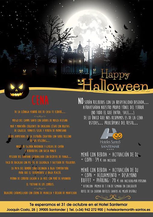 Fiesta y cena de Halloween en El Hotel Santemar en Santander