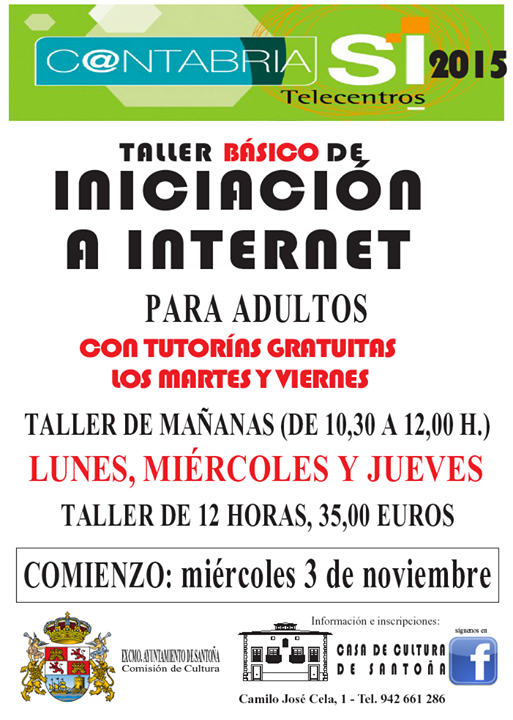 Taller de iniciación a internet para adultos en Santoña