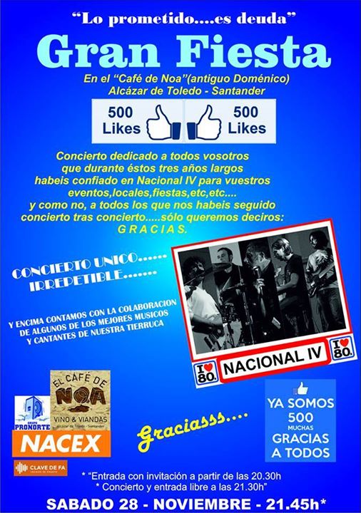 Fiesta y concierto de Nacional IV en el Café de Noa en Santander