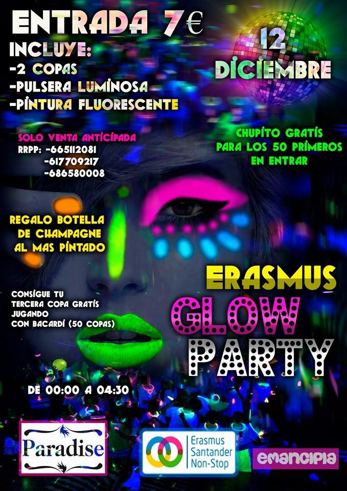 Fiesta de colores Glow Party en el Paradise de Santander