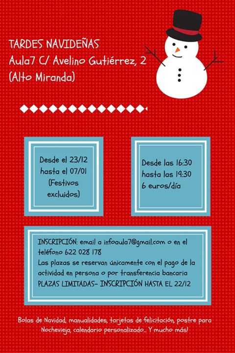 Talleres Tardes Navideñas en Aula7 Santander