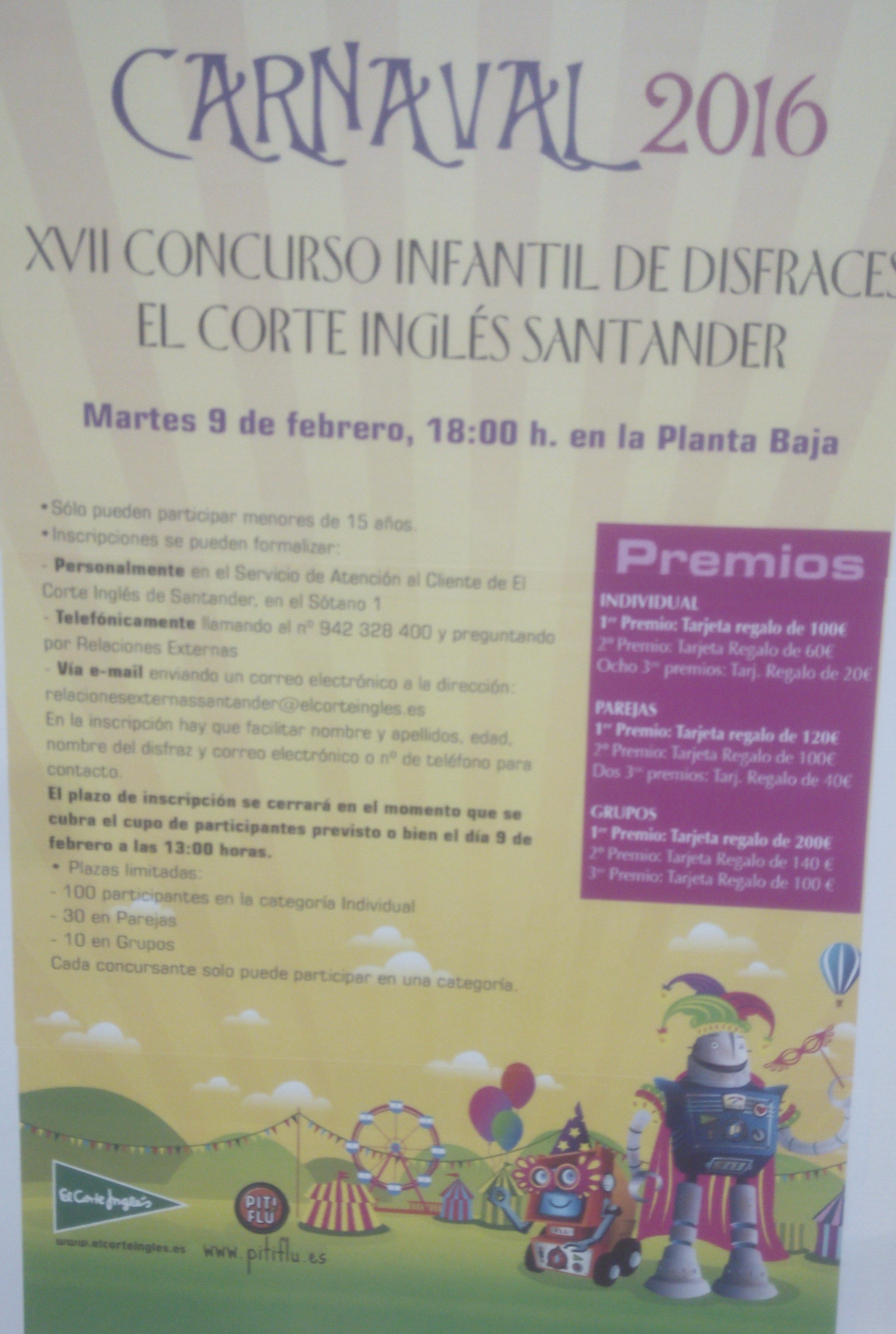 Concurso de disfraces de carnaval en el Corte Ingles