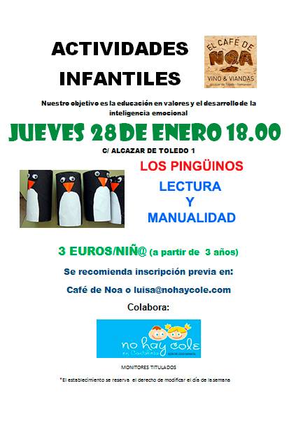 Lectura y Manualidades para niños en el Café de Noa en Santander