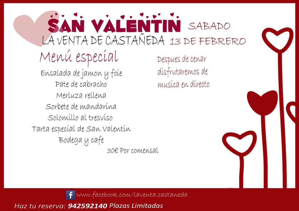 Menú de San Valentín en La Venta de Castañeda