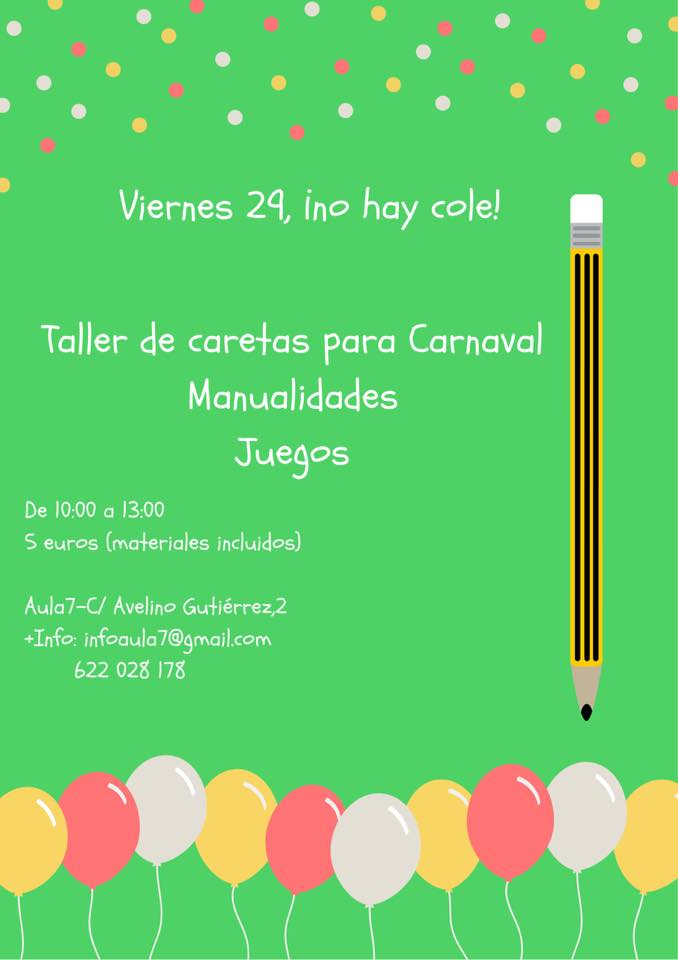 Taller de Caretas de Carnaval en Aula7 en Santander