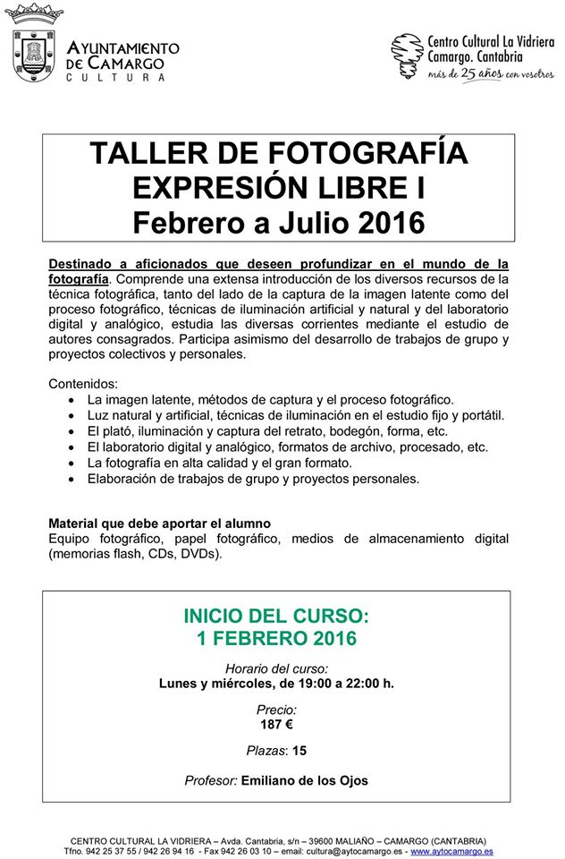 Taller de fotografía en La Vidriera en Camargo