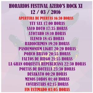 horaros programa azero´s rock astillero