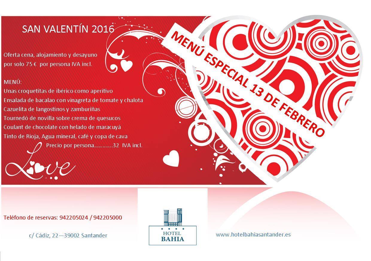 Cena de San Valentín en el Hotel Bahía en Santander