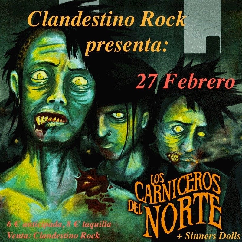 Concierto de Carniceros del Norte + Sinners Dolls en Clandestino Rock en Pontejos