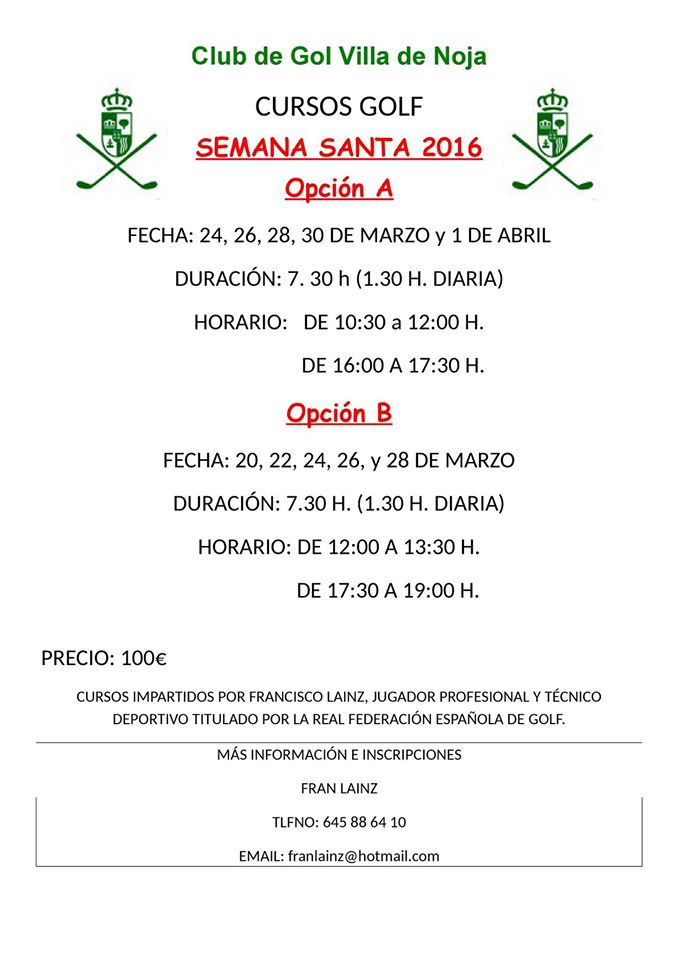 Cursos de Golf de Semana Santa en Noja
