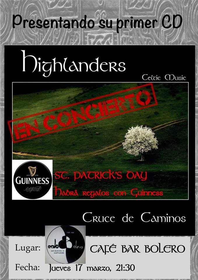 Concierto de Highlanders y fiesta de St. Patrick´s Day en el Bolero en Santander