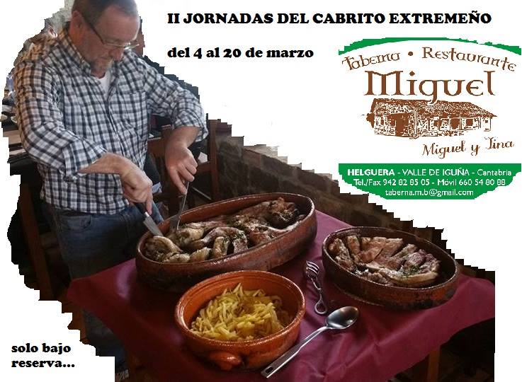 Jornadas del cabrito extremeño en la taberna Miguel en Helguera