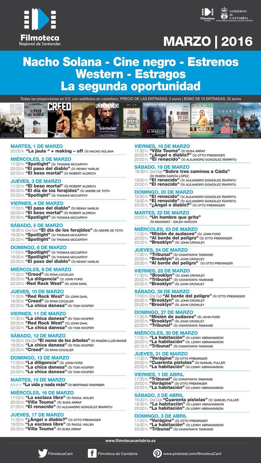 Peliculas en la fimoteca Cantabria en Santander