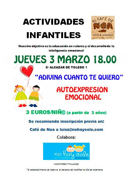 Taller infantil de Autoexpresión emocional en el Café de Noa en Santander