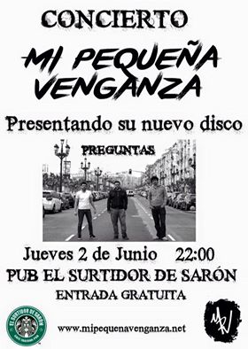 Concierto de Mi Pequeña Venganza en el Surtidor de Saron