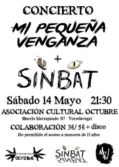 Concierto de Mi Pequeña Venganza y Sinbat en A.C. Octubre de Torrelavega