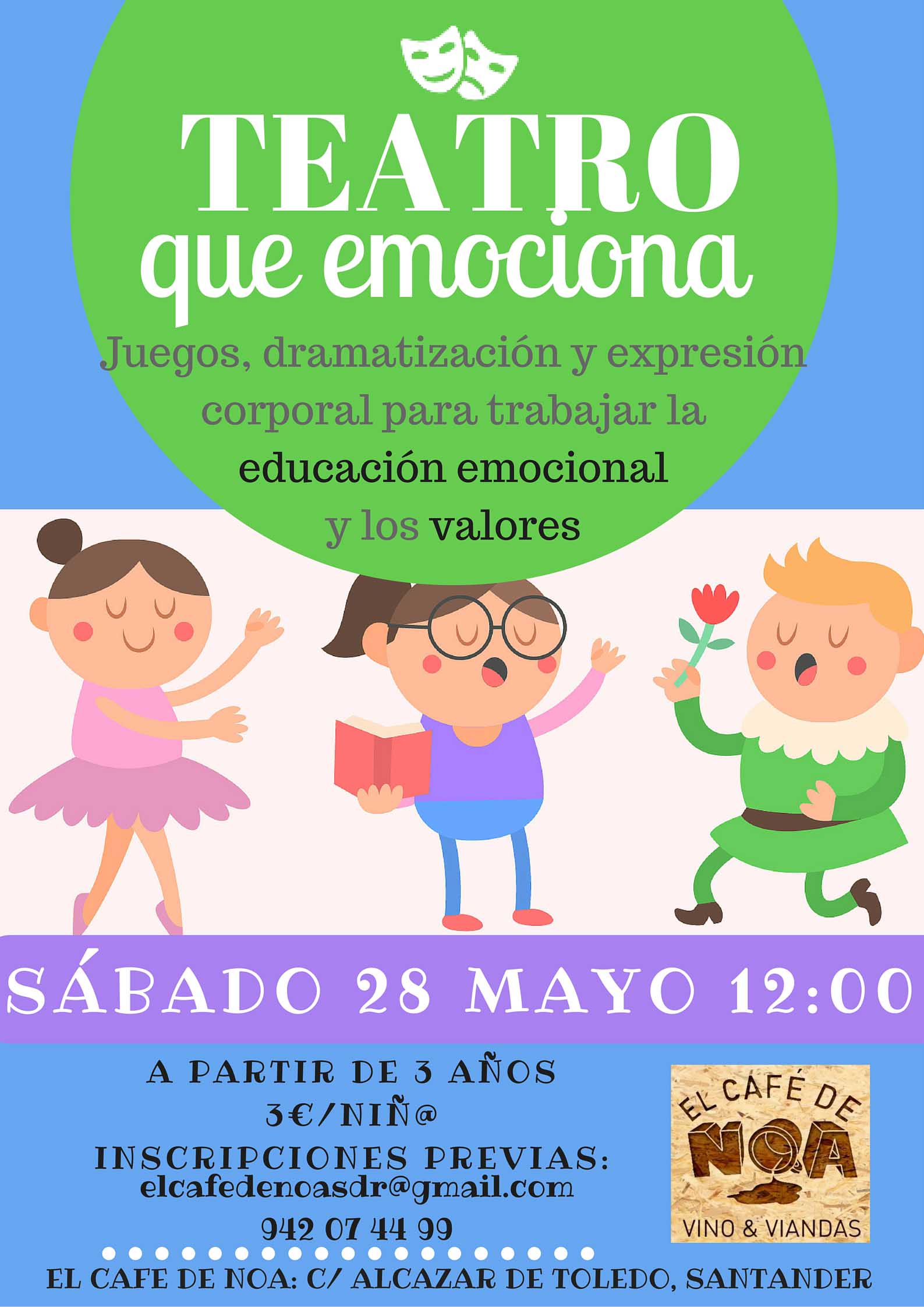 Teatro que Emociona para niños en el Cafe de Noa en Santander