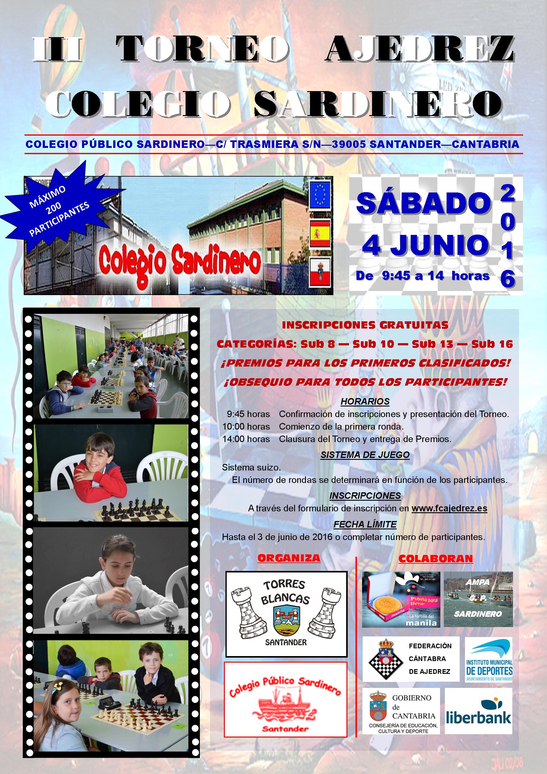 Torneo de ajedrez escolar en el Cartel Sardinero en Santander
