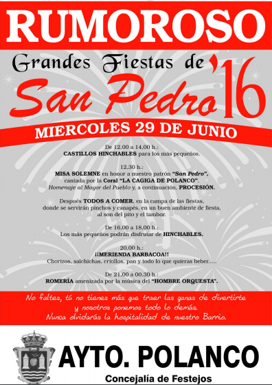 FIESTAS DE SAN PEDRO EN RUMOROSO 2016