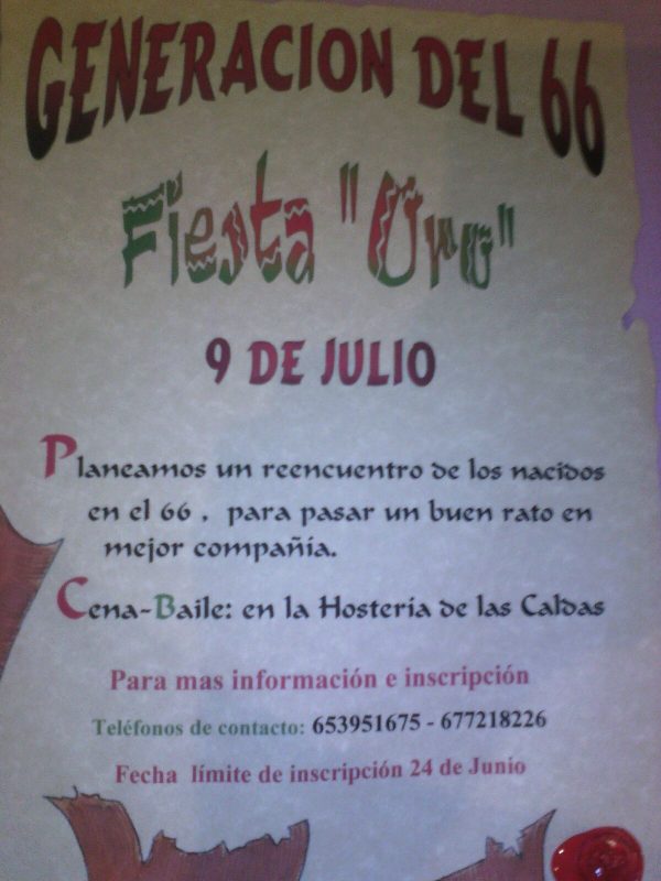 Fiesta Uro Generacion del 66 en Las Caldas