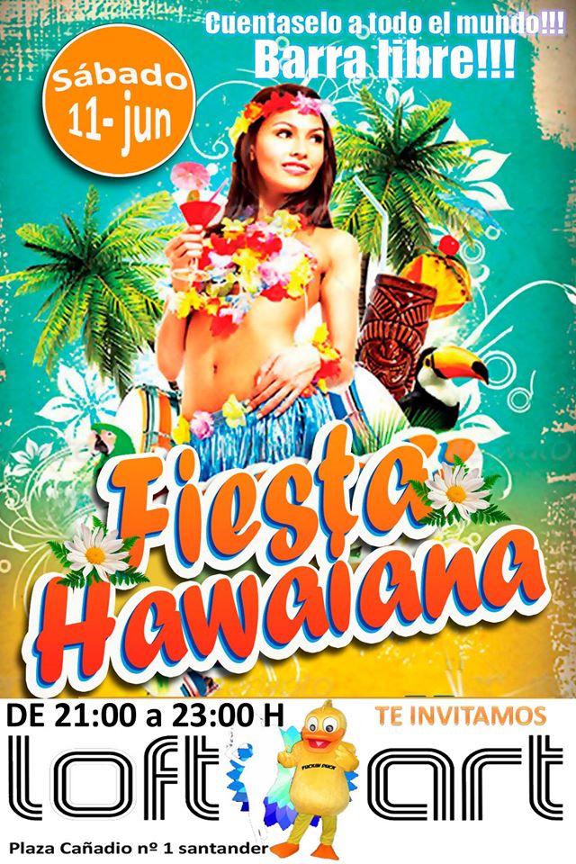 Fiesta hawaiana y barra libre en el Loft Art de Santander