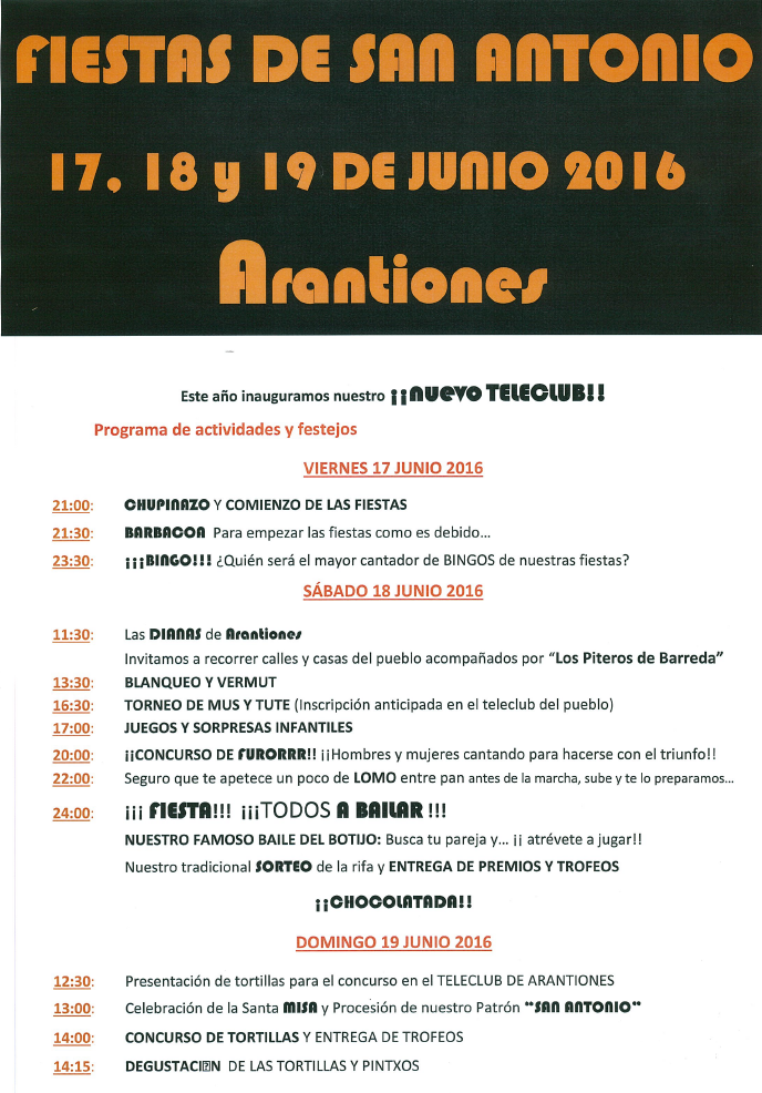 Fiestas de San Antonio 2016 en Arantiones ,Valderredible