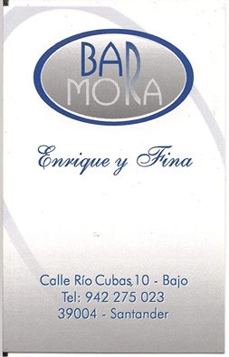 tarjeta visita bar Mora Santander