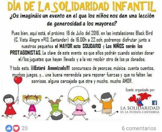 Fiesta de la Solidaridad infantil en el Black Bird en Santander