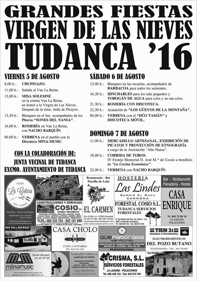 Fiestas Virgen de las Nieves en Tudanca 2016