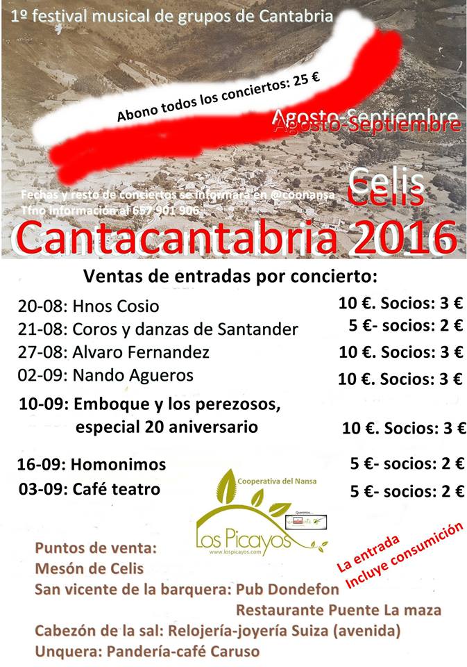 Festival de musica de grupos de Cantabria en Celis 2016