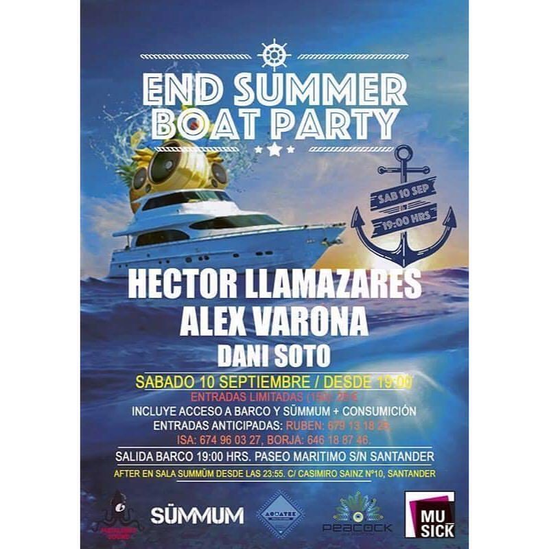 Fiesta en Barco fin del verano 2016 en Santander