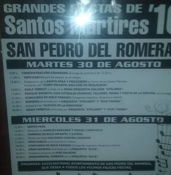 Fiestas de Los Santos Martires en San Pedro del Romeral 2016