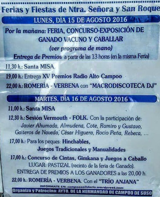 Fiestas de Ntra Señora y San roque en Espinilla 2016