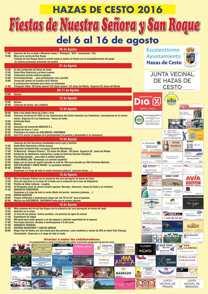 Fiestas de Nuestra Señora y San Roque en Hazas de Cesto 2016