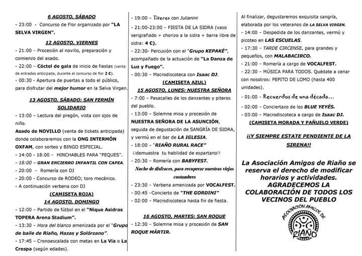 Fiestas de Riaño 2016 Nuestra Señora y San Roque