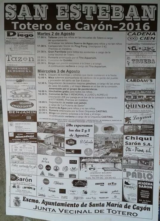 Fiestas de San Esteban 2016 en Totero de Cayón