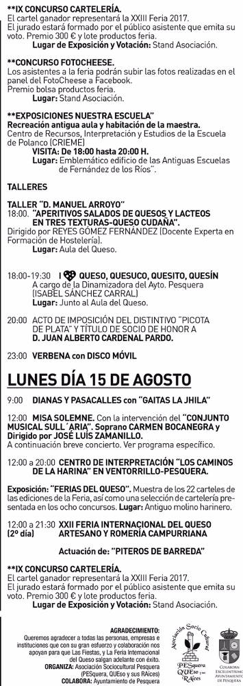 programa 2 XXII Feria internacional del queso artesano en Pesquera