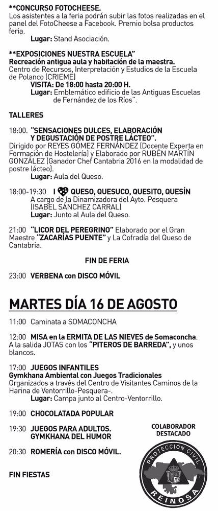 programa 3 XXII Feria internacional del queso artesano en Pesquera