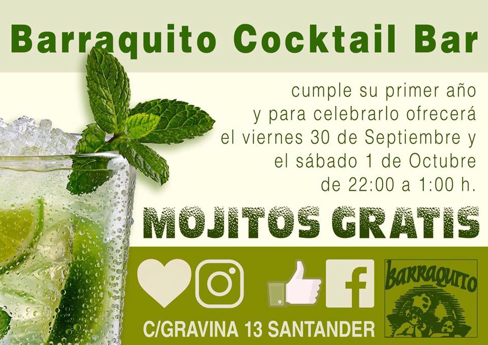 Aniversario con mojitos gratis en el Barraquito de Santander
