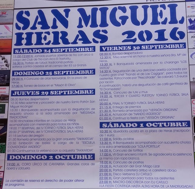 Fiestas de San Miguel en Heras 2016