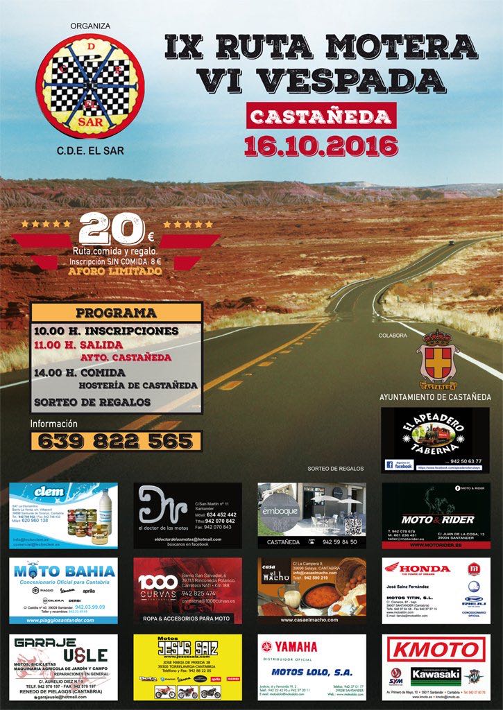 IX Ruta motera y VI Vespada en Castañeda 2016